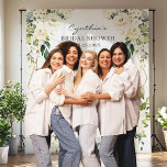 Greenery Floral Geometric Bridal Shower Backdrop<br><div class="desc">Greenery Ivory White Floral Geometric Bridal Shower Photo Booth Backdrop. 
(1) For further customization,  please click the "customize further" link and use our design tool to modify this template. 
(2) If you need help or matching items,  please contact me.</div>