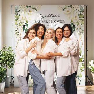 Greenery Floral Geometric Bridal Shower Backdrop