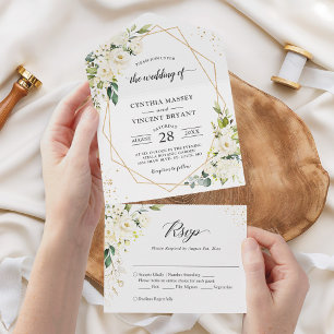Greenery Floral Geometric (No ENV needed) Wedding All In One Invitation