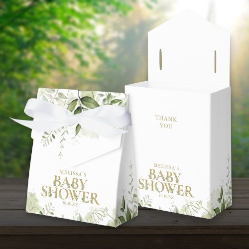 Greenery Floral Gold Baby Shower Favor Box