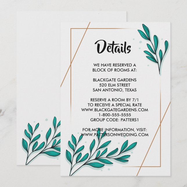 Greenery Floral Gold Foil Leaves Enclosure Invitation (Front/Back)