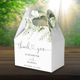 Greenery Floral Heart Script Wedding Favor Boxes