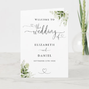 Greenery Floral Heart Script Wedding Program
