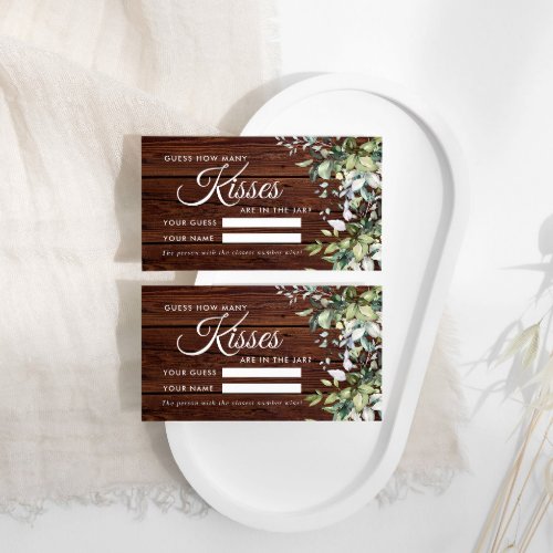 Greenery Floral How Many Kisses Shower Game card