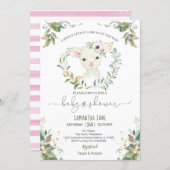 Greenery Floral Lamb Baby Shower Invitation (Front/Back)