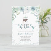 Greenery Floral Lamb Gender Neutral Baby Shower Invitation (Standing Front)