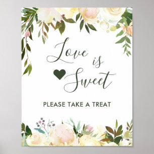 Greenery Floral Love Is Sweet Dessert Bar Sign