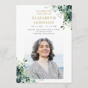 Greenery Floral Memorial Funeral Order of Service Program