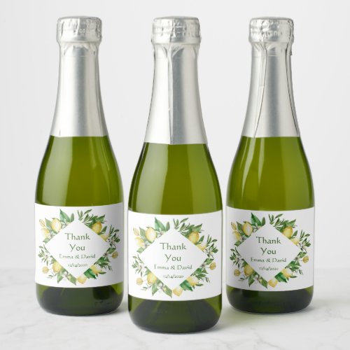 Greenery Floral Mini Sparkling Wine Bottle Label