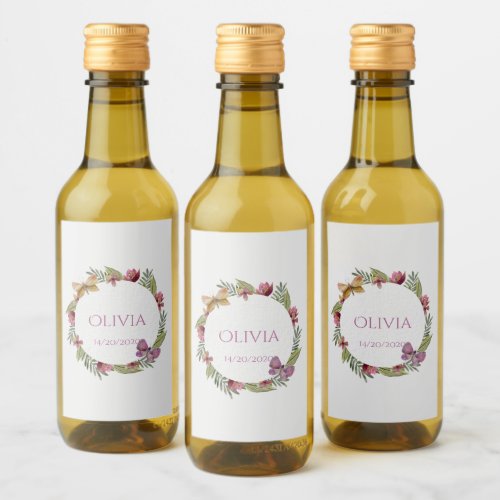 Greenery Floral Mini Wine Bottles Label