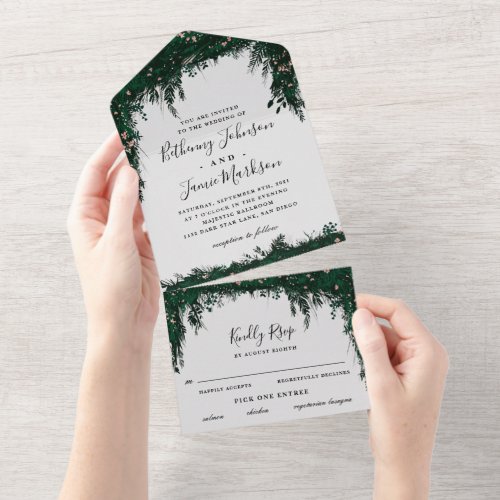 Greenery Floral Moss All in One Wedding Invite