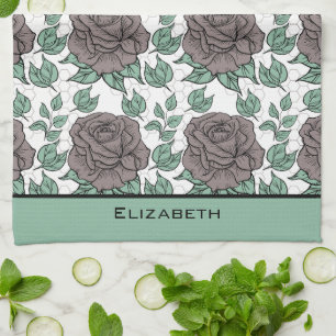 Greenery floral pattern big blossom personalized kitchen towel