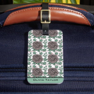 Greenery floral pattern big blossom personalized luggage tag