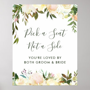 Greenery Floral Pick a Seat Wedding Sign