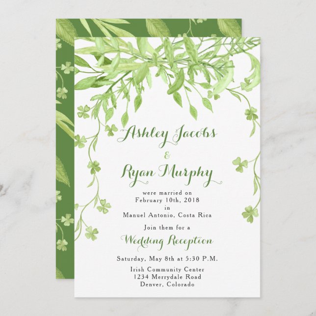 Greenery Floral Post Wedding Reception Only Invitation (Front/Back)