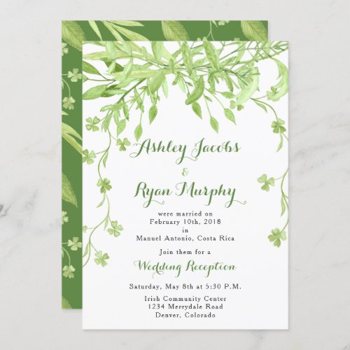 Greenery Floral Post Wedding Reception Only Invitation