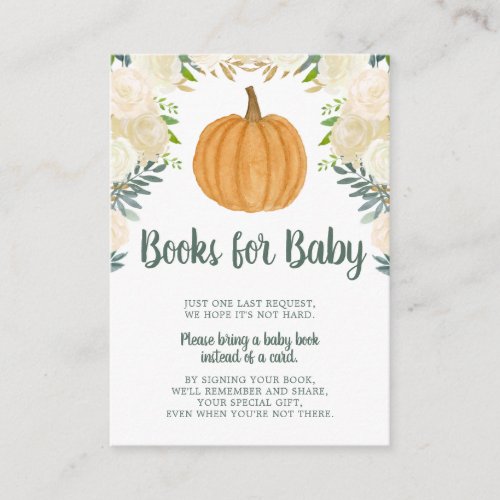 Greenery Floral Pumpkin Fall Baby Book Request Enclosure Card