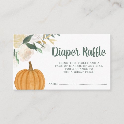 Greenery Floral Pumpkin Fall Diaper Raffle Enclosure Card