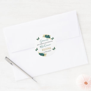 Greenery Floral Quinceañera Classic Round Sticke Sticker