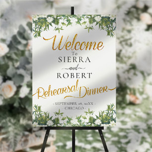 Greenery Floral Rehearsal Wedding Dinner Sign
