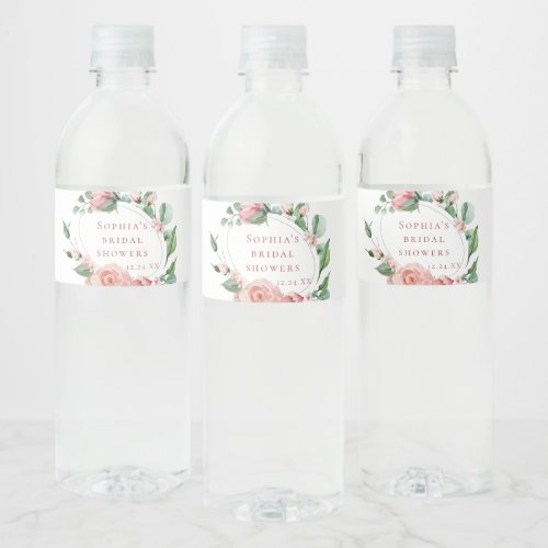 Greenery Floral Rose Water Bottle Label