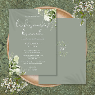 Greenery Floral Sage Green Bridesmaids Brunch Invitation