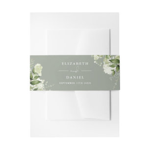 Greenery Floral Sage Green Wedding Invitation Invitation Belly Band