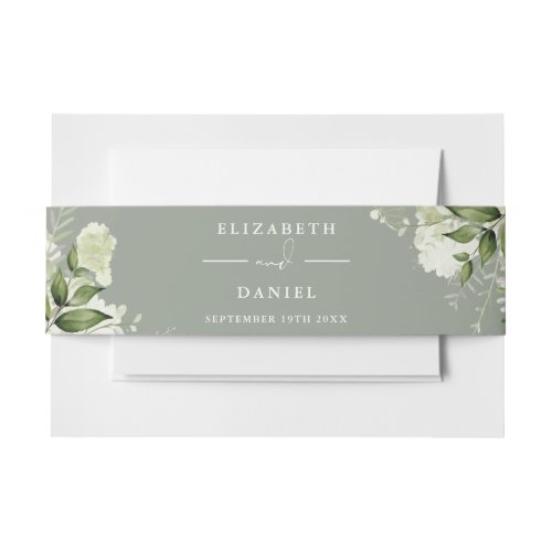 Greenery Floral Sage Green Wedding Invitation Invitation Belly Band