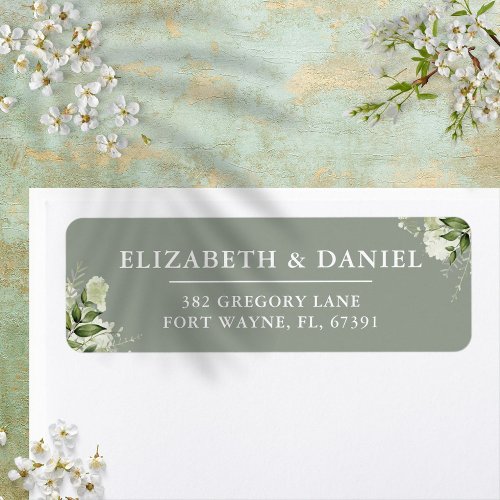 Greenery Floral Sage Green Wedding Return Address Label