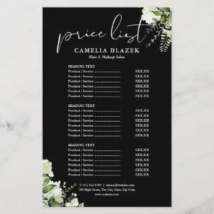 Greenery Floral Salon Service Menu Price List Flyer
