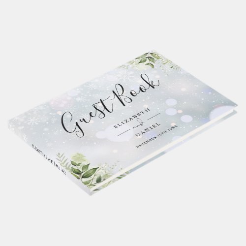 Greenery Floral Script Winter Wedding Guest Book