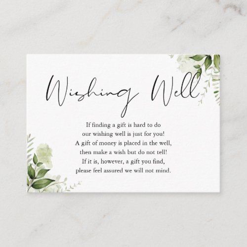 Greenery Floral Script Wishing Well Wedding Enclosure Card