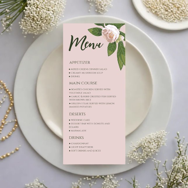 Greenery Floral Simple Elegant Wedding Menu (Greenery Floral Simple Elegant Wedding Menu)