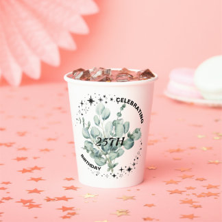 Greenery Floral Sky Star Birthday Celebration Paper Cups