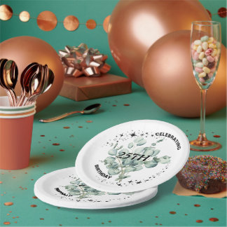 Greenery Floral Sky Star Birthday Celebration Paper Plates