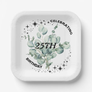 Greenery Floral Sky Star Birthday Celebration Paper Plates