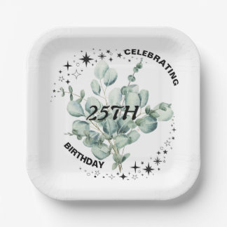 Greenery Floral Sky Star Birthday Celebration Paper Plates