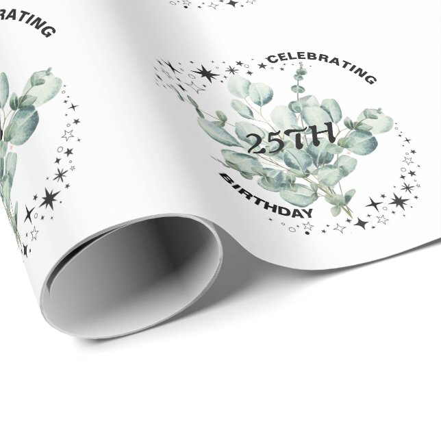 Greenery Floral Sky Star Birthday Celebration Wrapping Paper (Roll Corner)
