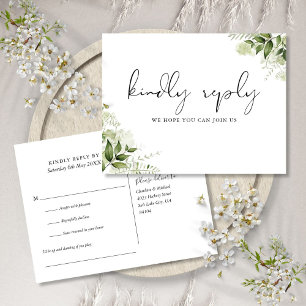 Greenery Floral Song Request RSVP Postcard