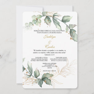 Greenery floral  Spanish Wedding Invitation