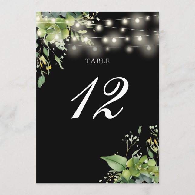 Greenery Floral String Lights  Table Number (Front)