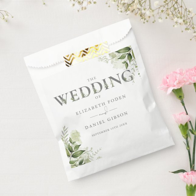 Greenery Floral Typography Wedding Favor Bag (Sealed)