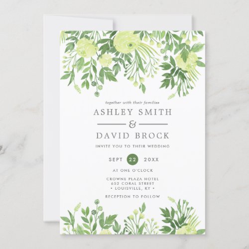 Wedding Invitations 10 Greenery Floral Watercolor Garden Wedding Invitation