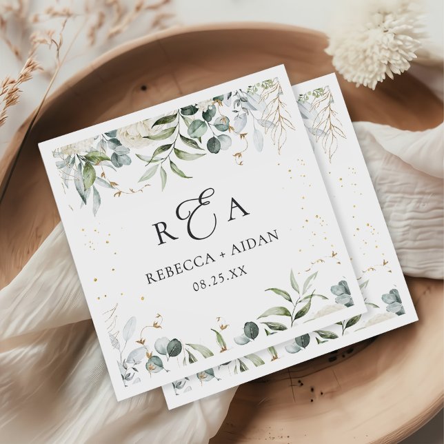 Greenery Floral Watercolor Wedding Napkins (Creator Uploaded)