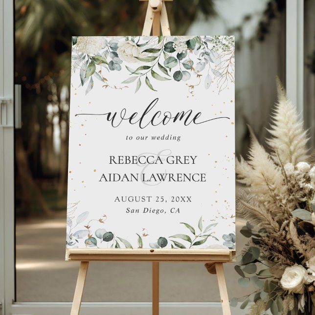 Greenery Floral Watercolor Wedding Welcome Foam Board (Creator Uploaded)