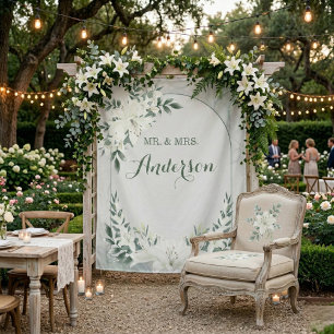 Greenery Floral Wedding Botanic Backdrop Tapestry