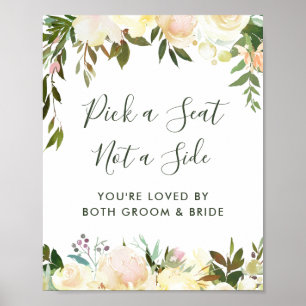 Greenery Floral Wedding Ceremony Pick a Seat Sign