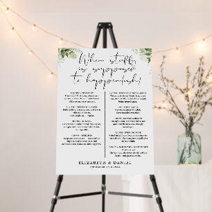 Greenery Floral Wedding Itinerary Sign