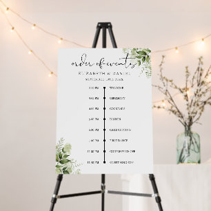 Greenery Floral Wedding Itineray Timeline Sign