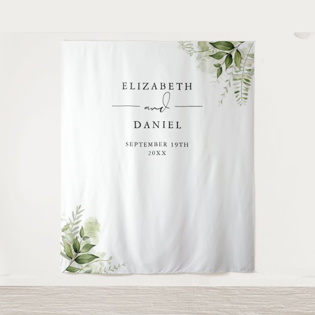 Greenery Floral Wedding Photo Booth Backdrop (Front)